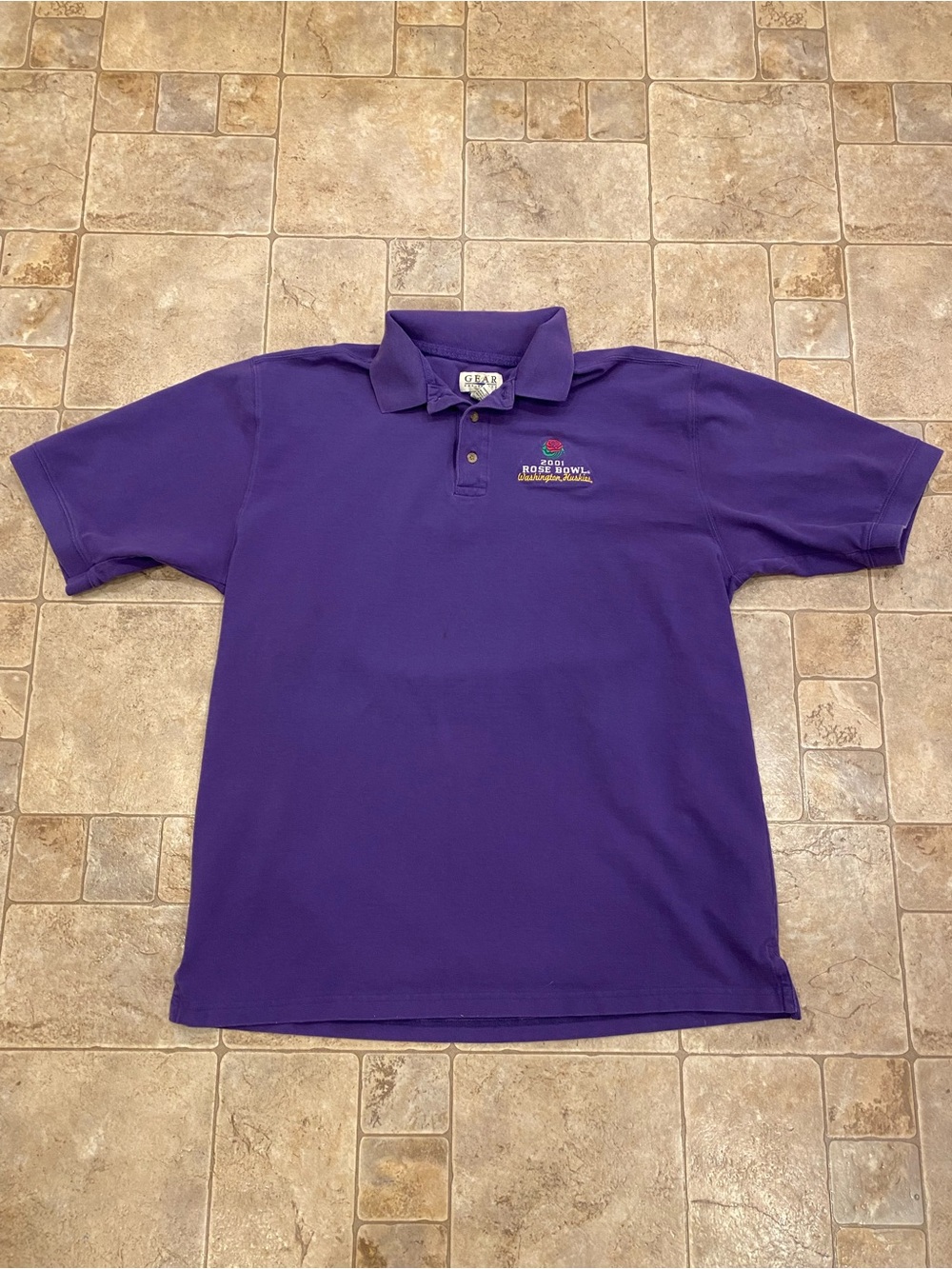 Vintage 2001 Washington Huskies Rose Bowl Polo Shirt Purple Sz XL